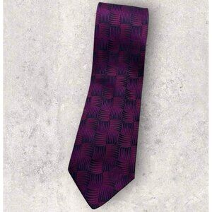 GIANNI VERSACE Silk Tie ITALY XL Navy Purple Geometric Medusa W:3.6" EUC